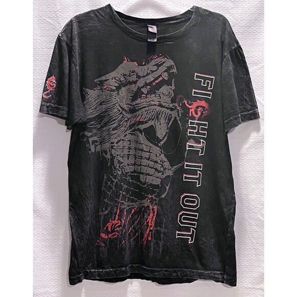Alternative Apparel Other - NEW Fight it Out Dragon Stone Washed Graphic Dragon T Shirt Adult L Metal Comic